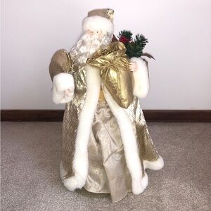 Gold and White Santa Figurine
